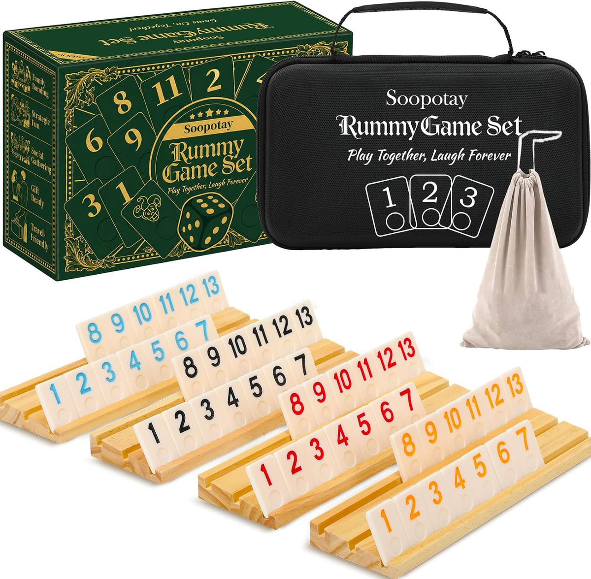 2-4 jugadores Rummy Game Regalos para hombres, mujeres, padre y madre