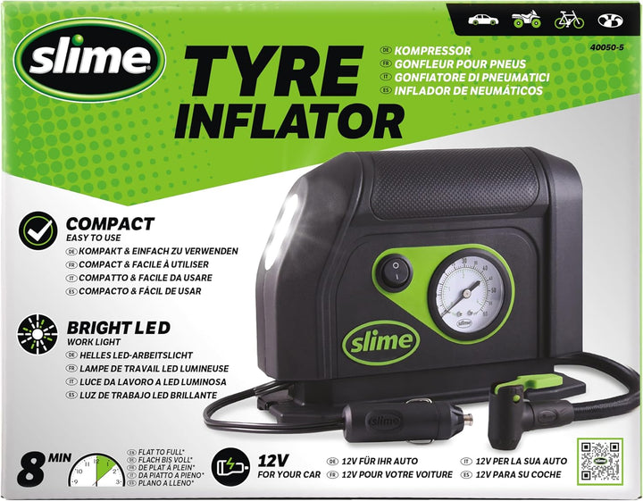 Slime 40050 Inflador de Neumáticos, Compresor de Aire Portátil para...
