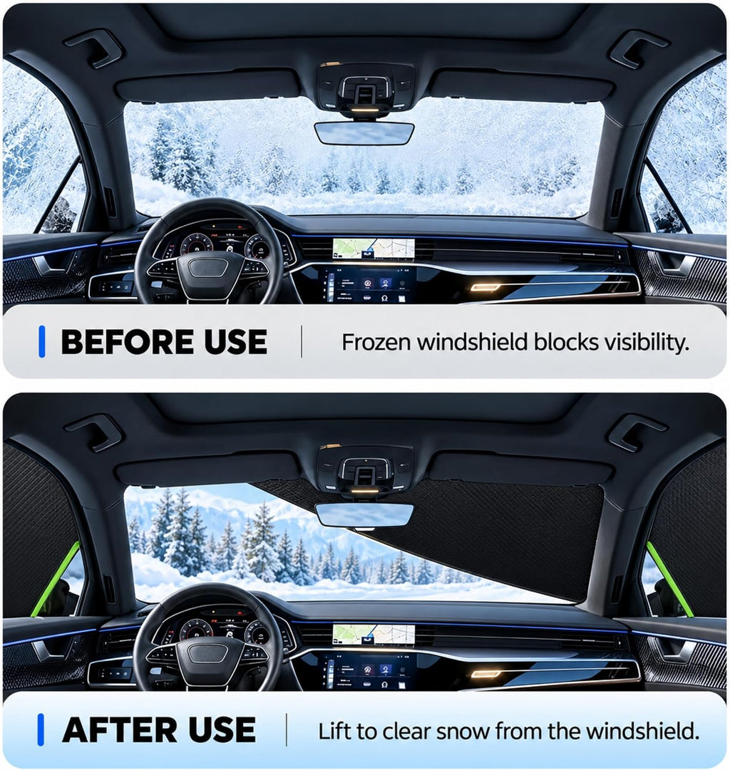 Cubierta de nieve para parabrisas, cubierta de parabrisas de automóvil para hielo y nieve, cubierta magnética para parabrisas con ventana lateral 26725