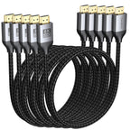 Cable HDMI 8K de 6 pies, paquete de 5 unidades, cable HDMI de alta velocidad para monitor de computadora de 48 Gbps, cable HDMI blindado Cl3 8K @60Hz, 4K @144 Hz/120 Hz, HDR10+ para TV, barra de
