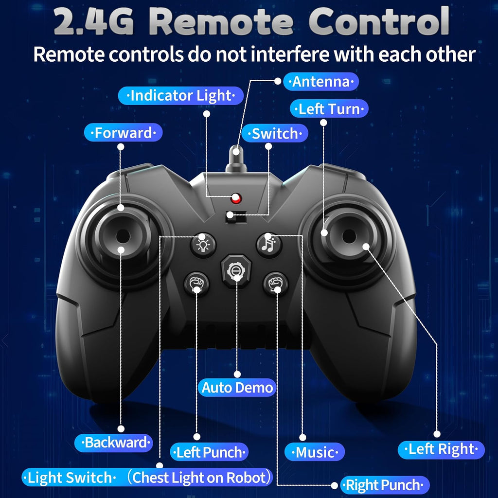 LZZAPJ Paquete de 2 robots de batalla con control remoto con sonidos y luces, modo de juego de fútbol, adecuado para adultos y niños a partir de 6, 7, 8, 9, 10, 11, 12 +, regalo ideal de Navidad/cumpleaños para niños