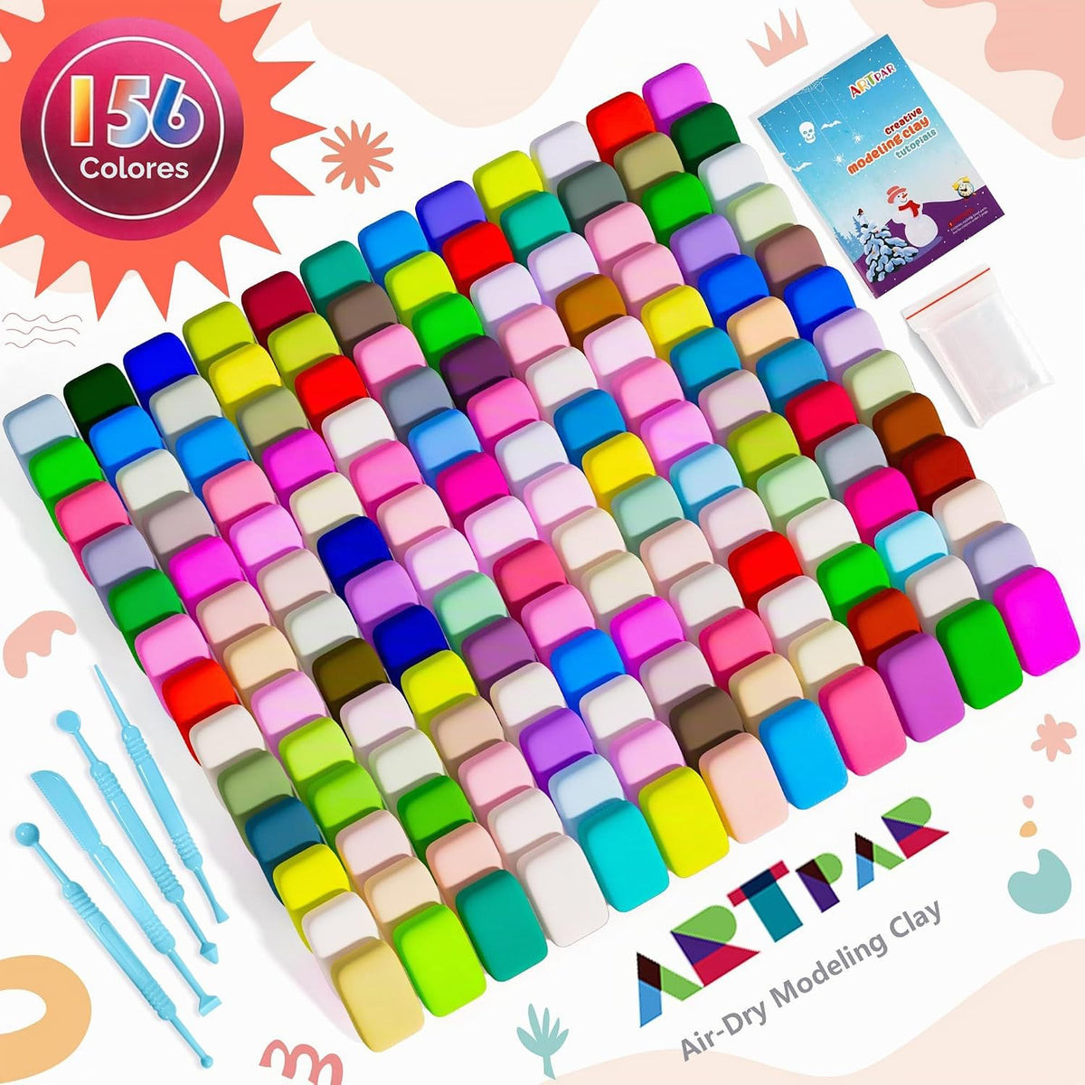 ‌RTPAR Air Dry Clay 156 Colors,Modeling Magic Clay para Kids Bulk Craft Kit