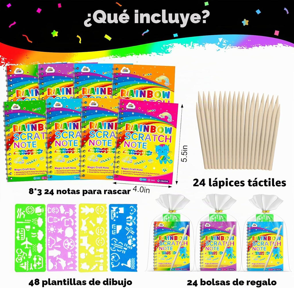 ZMLM 36 Pack Rainbow Art Scratch Notebooks para Kids Birthday Party Favors