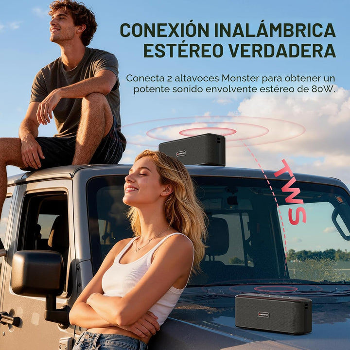 Monster Shock Plus - Altavoz Bluetooth, altavoz portátil con sonido...