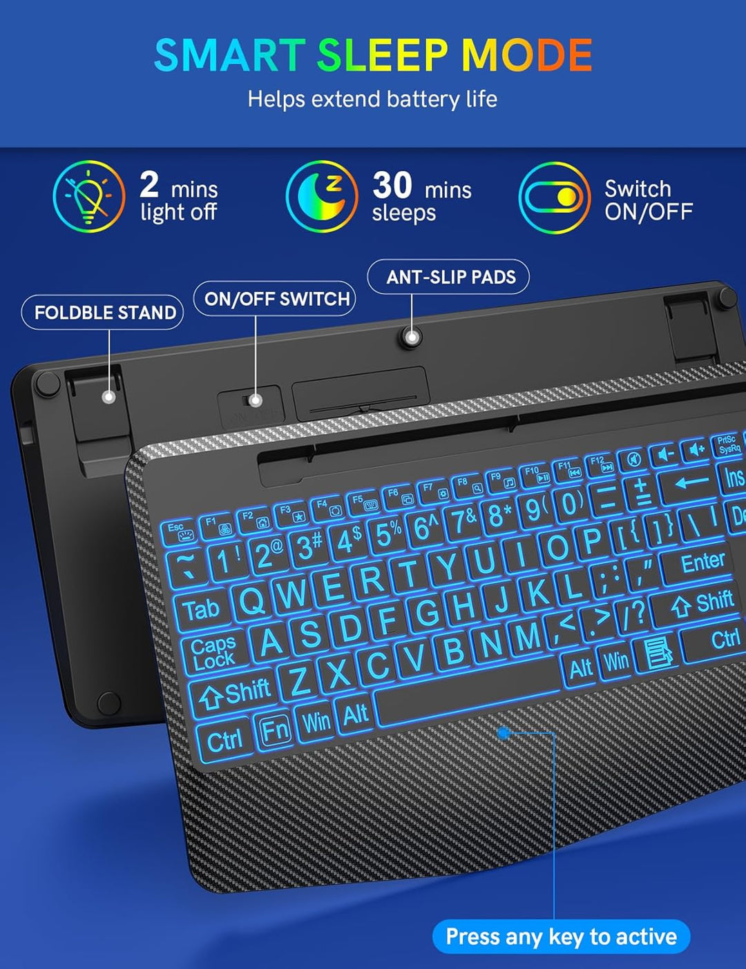 Teclado inalámbrico con retroiluminación de 7 colores, reposamuñeca...