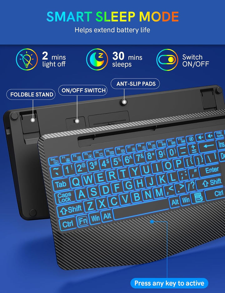 Teclado inalámbrico con retroiluminación de 7 colores, reposamuñeca...