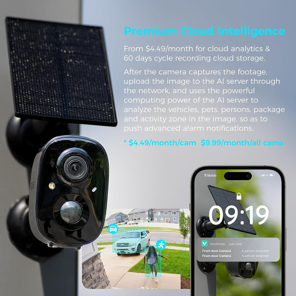 Vicohome 2G6B - Cámara de seguridad solar 2K y timbre de video inteligente DB3 2K con timbre, no necesita NVR, funciona con pilas, fácil de configurar, detección de movimiento, audio bidireccional