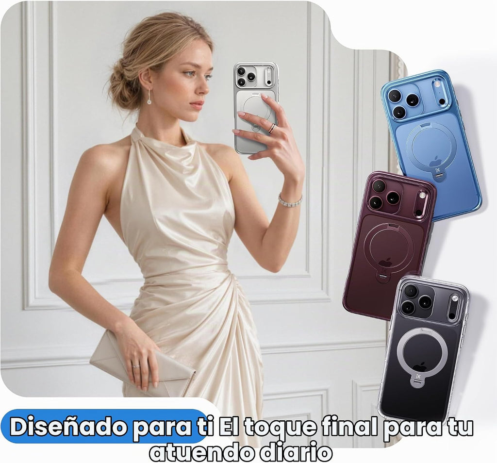 CASEKOO Soporte magnético giratorio de plata brillante 360 para iPhone 18