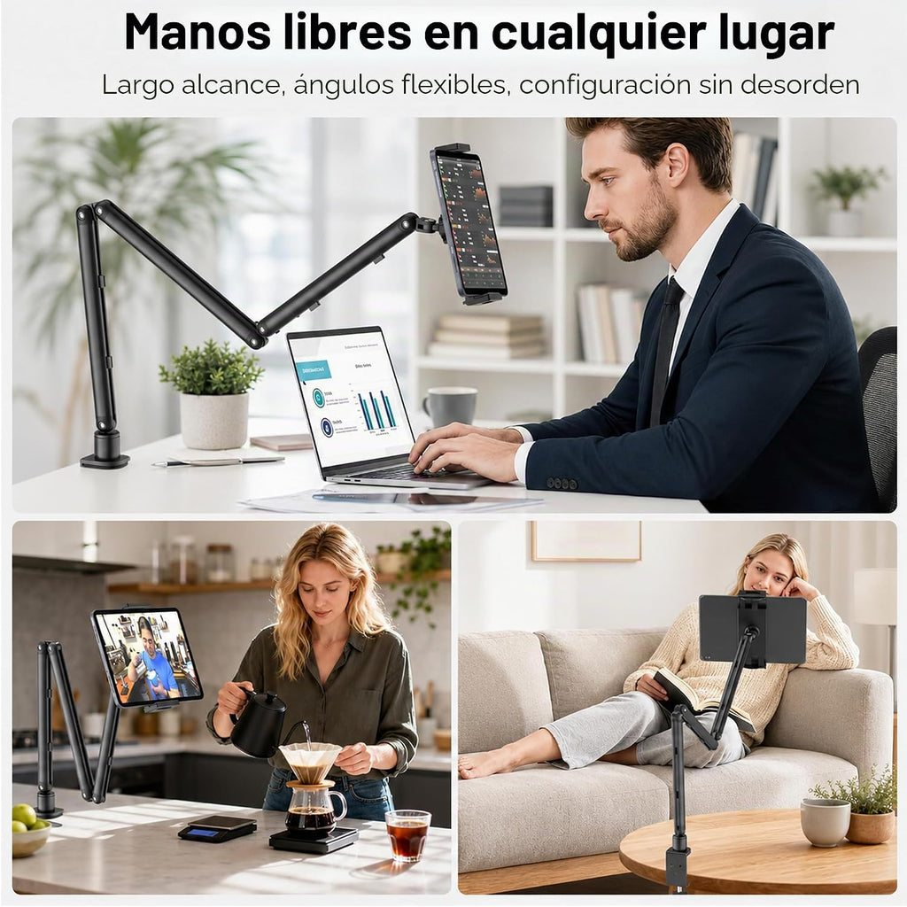 Soporte para iPad para escritorio, soporte de escritorio ajustable para iPad con abrazadera en C