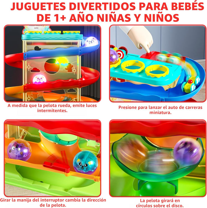 2 en 1 Pista de Carrera de Bolas Rodantes y Rampa de Coches para Ni...