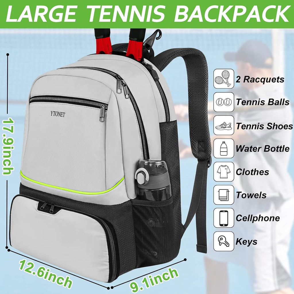 Ytonet Mochila de tenis para mujeres y hombres, 2 raquetas