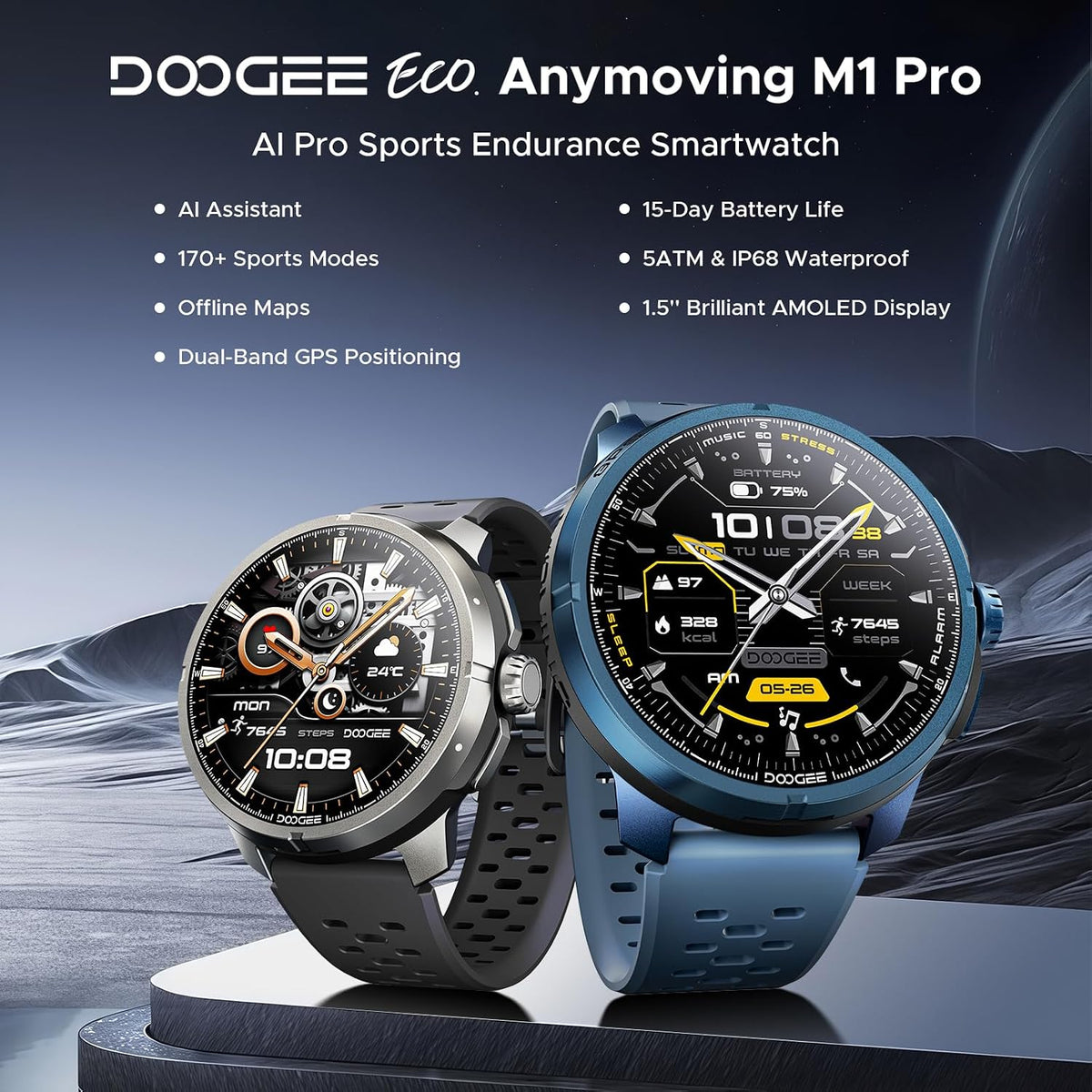 ANYMOVING M1PRO Reloj inteligente, GPS de doble banda y