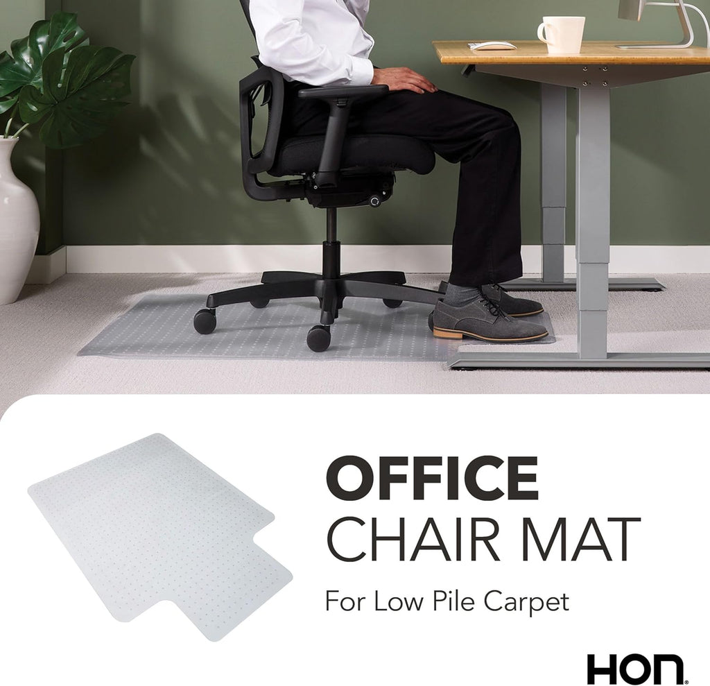 Tapete para silla de oficina HON para alfombra, resistente, transparente, 36 x 48 in
