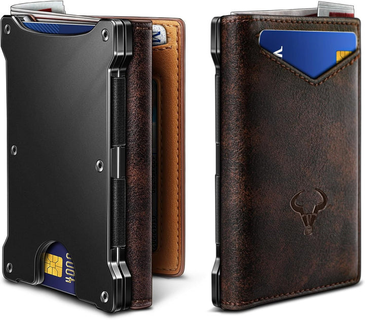 BULLIANT Cartera para hombre, delgada con bolsillo frontal, de cuer...