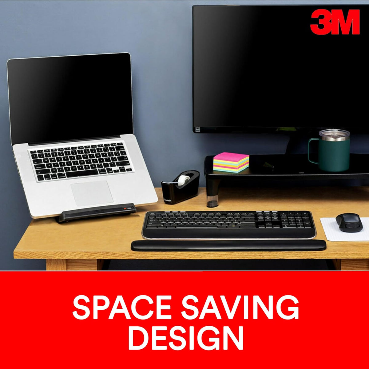 3M Elevador vertical para computadora portátil con gestión de cables, 9 x 12 x 6.5 pulgadas a 9.5 pulgadas, negro/gris carbón, soporta 20 libras
