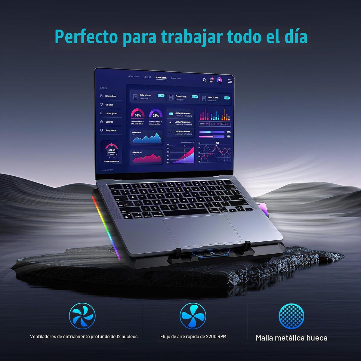 Trullypine Almohadilla de refrigeración para laptop con 12 ventilad...