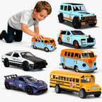 Juguetes de camión de aleación 1:32 para niños, 6 unidades de autos fundidos a presión con mapa de ruta, señales de tráfico y luz, juego de vehículos de juguete, cumpleaños para niños y niñas