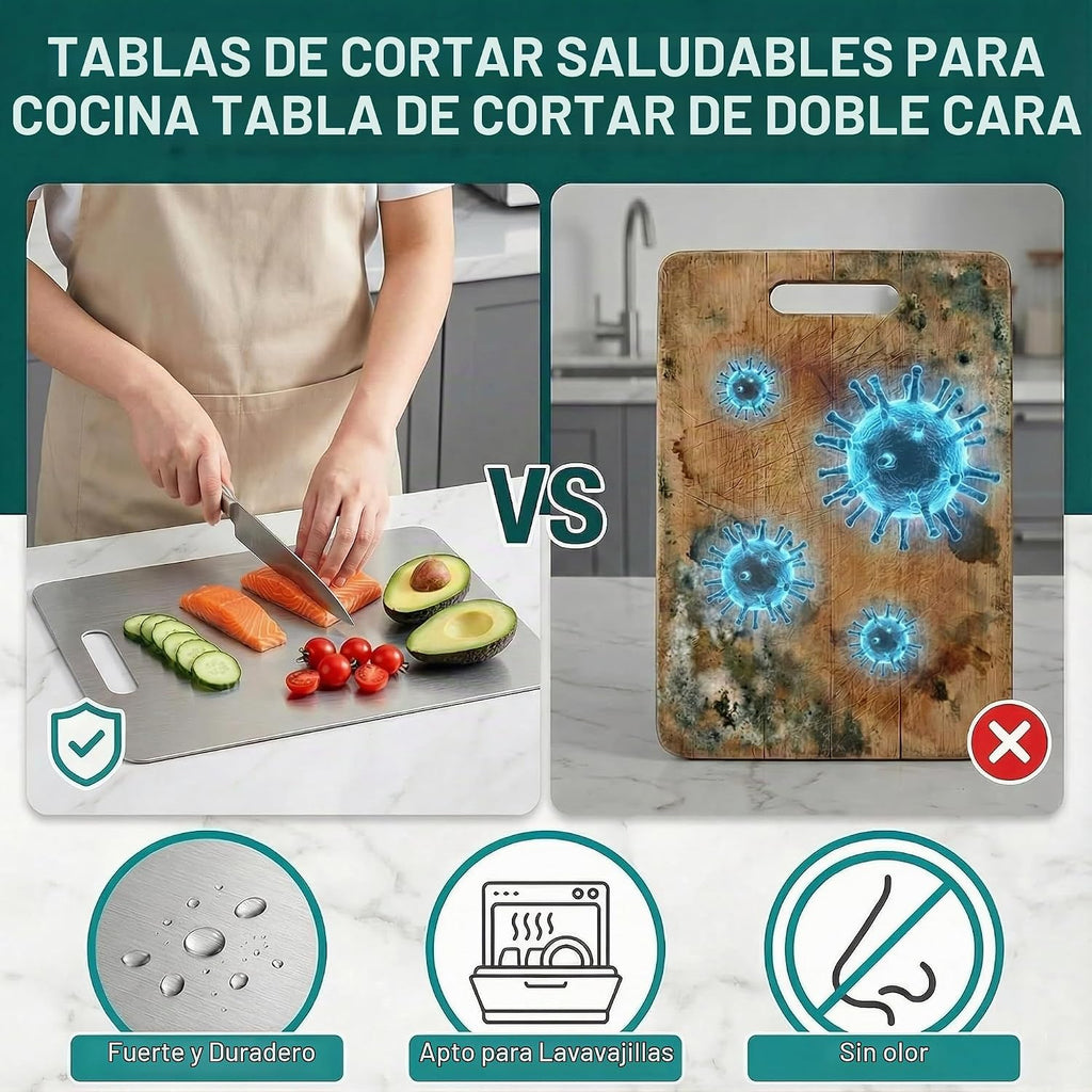 Katuchef Tabla de cortar de titanio para cocina, tablas de cortar de titanio puro Katu Chef, tabla de cortar de doble cara no tóxica para cortar carne, verduras y frutas, fácil de limpiar (XXL: 18.1