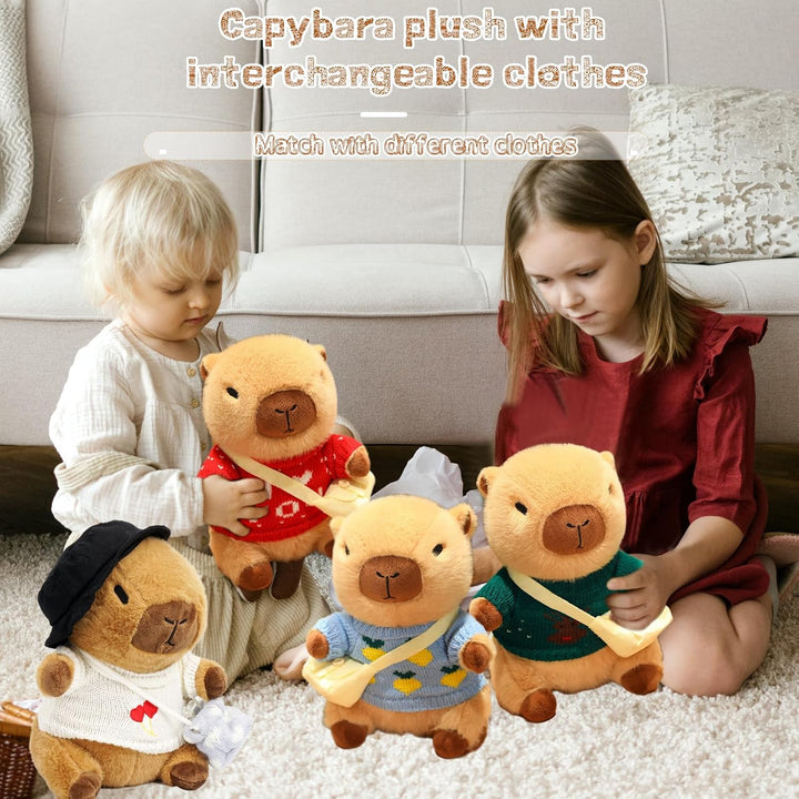 TITQWOP 10 piezas de juguete de capybara de peluche con 9 ropas y a...