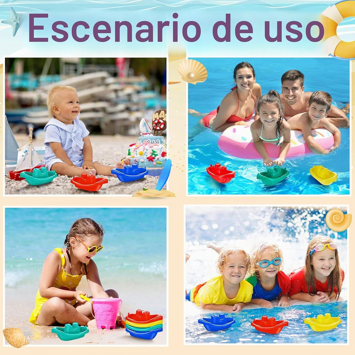 Woanger - 60 botes de juguete de plástico para niños pequeños, coloridos