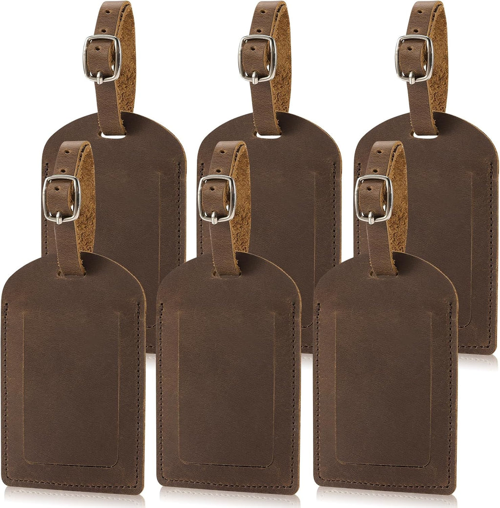 Etiqueta de equipaje de cuero genuino Ringsun para maletas, etiquetas de identificación, etiquetas de bolsa para equipaje (paquete de 6)