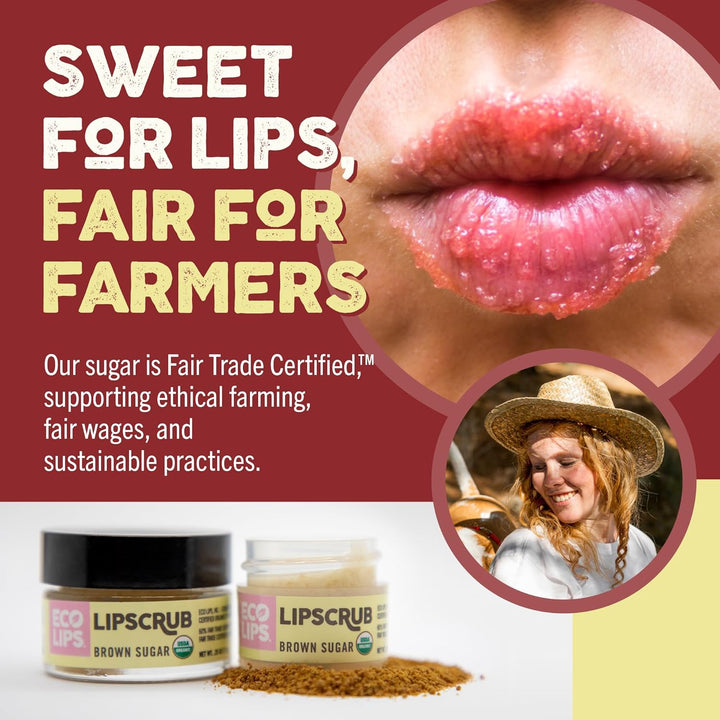 Eco Lips Paquete de 2 exfoliantes labiales de azúcar morena, tratam...
