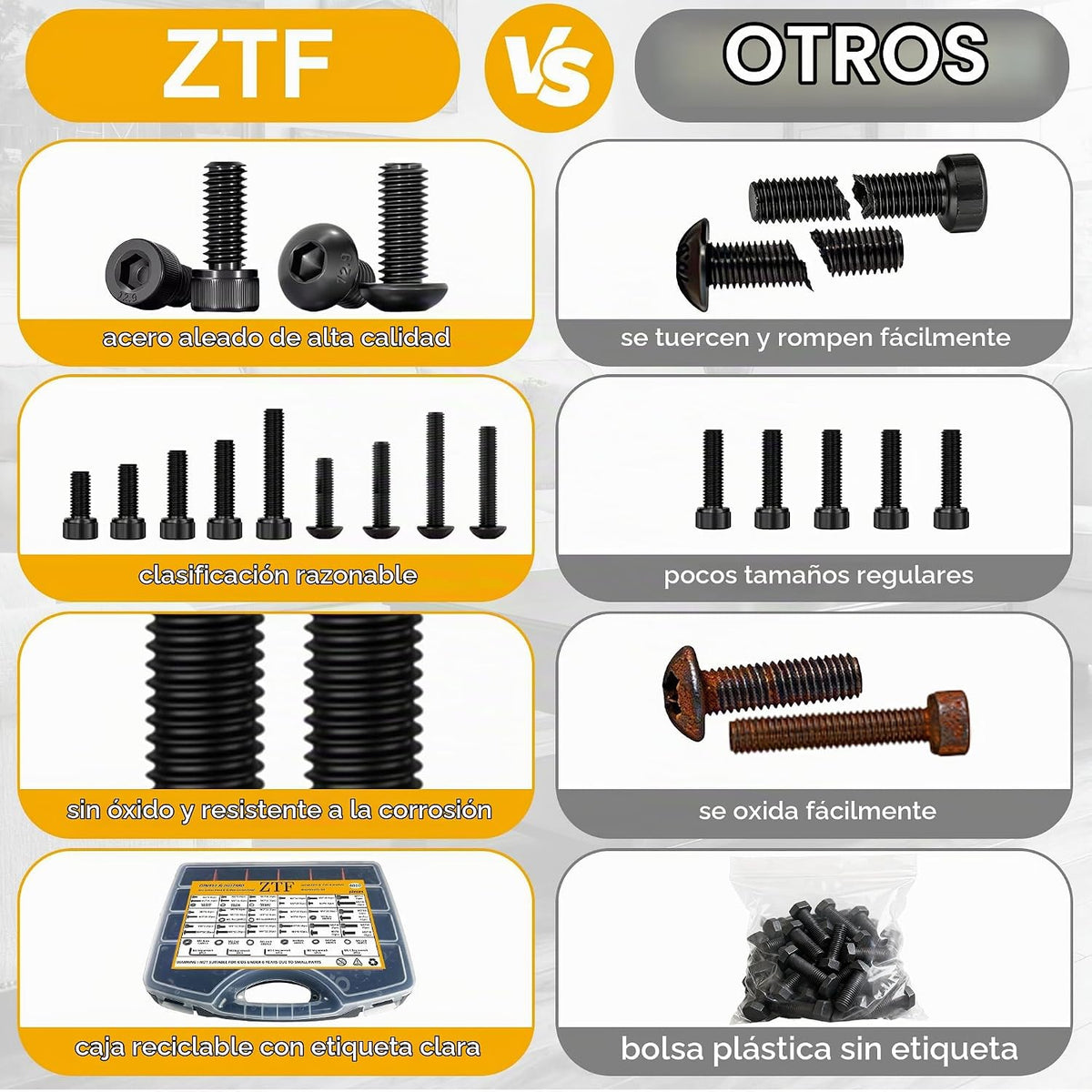 ZTF Kit surtido de tornillos 4005 piezas, tornillos de máquina M2 M3 M4 M5