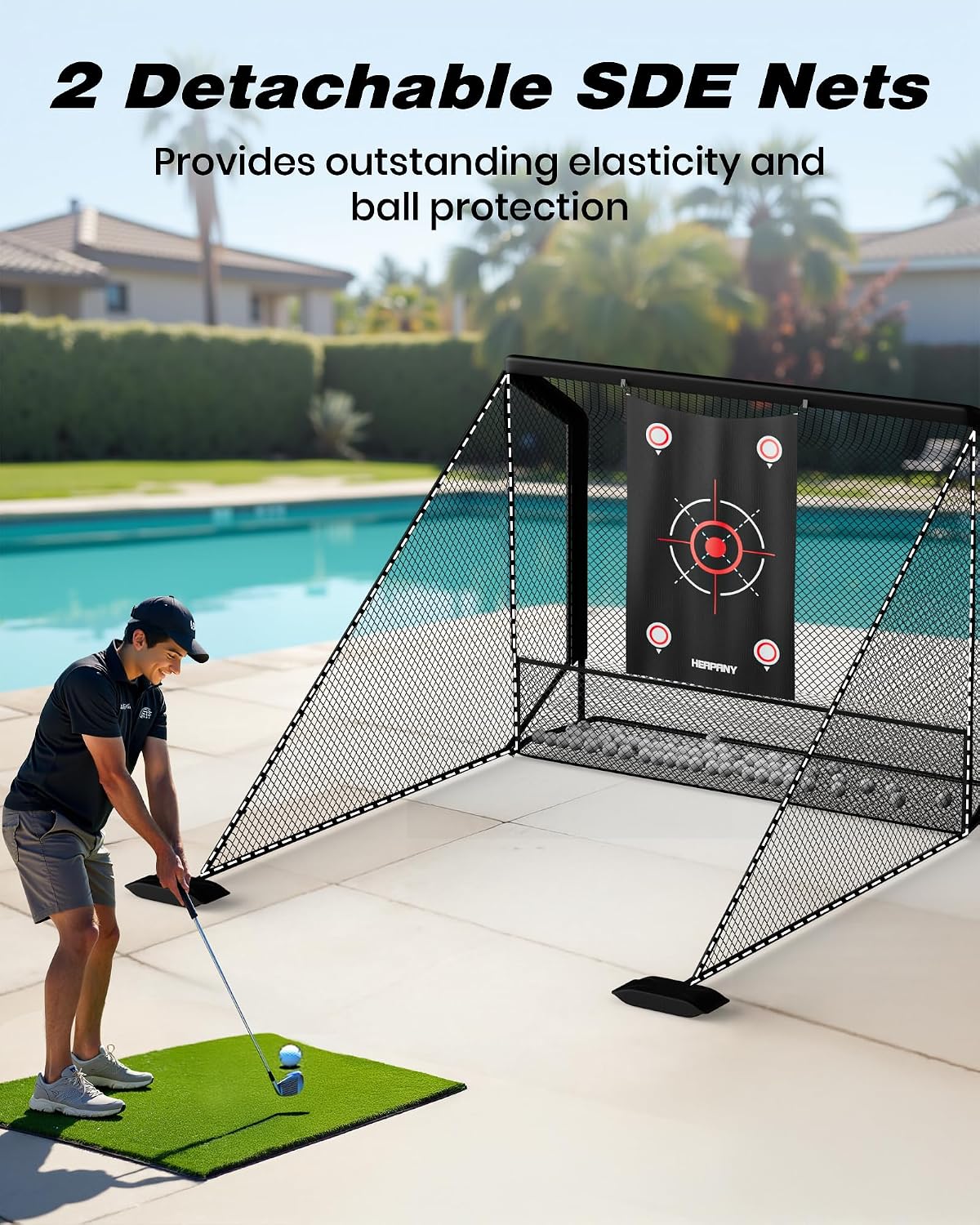 Red de práctica de golf, redes de golf resistentes de 10 x 7 pies para entrenamiento al aire libre/interior