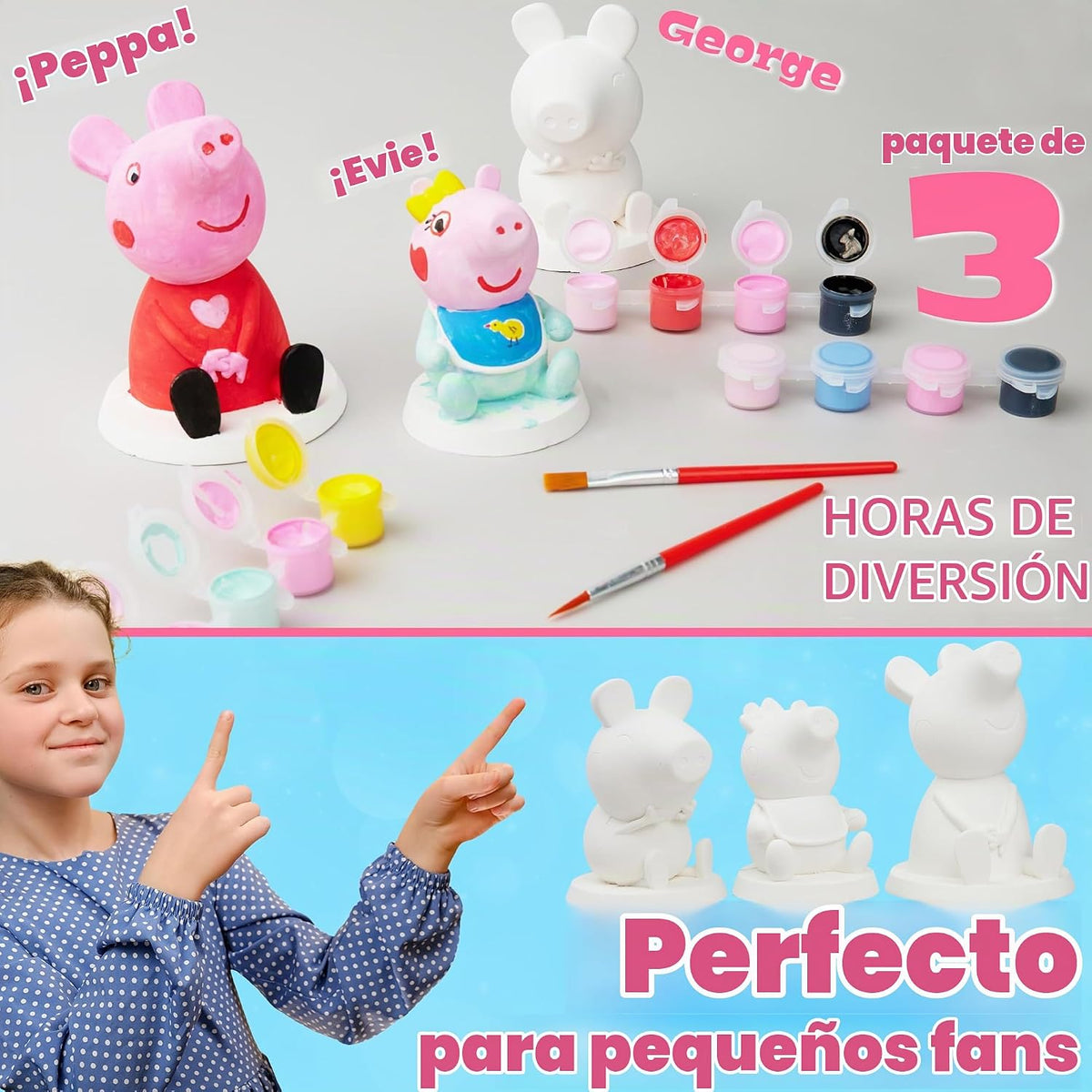 Get Trend Peppa Pig - Kit de 3 piezas para pintar tus propias figuras para