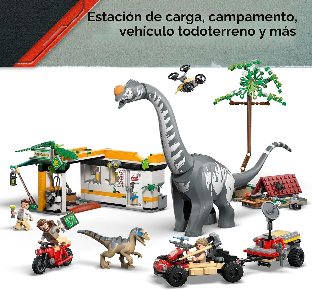 LEGO Jurassic World Raptor & Titanosaurus Tracking Mission - Juguete de construcción y aprendizaje para juego de simulación - Figuras de acción de dinosaurio para niños y niñas, a partir de 7 años - Idea de regalo para cumpleaños -76973