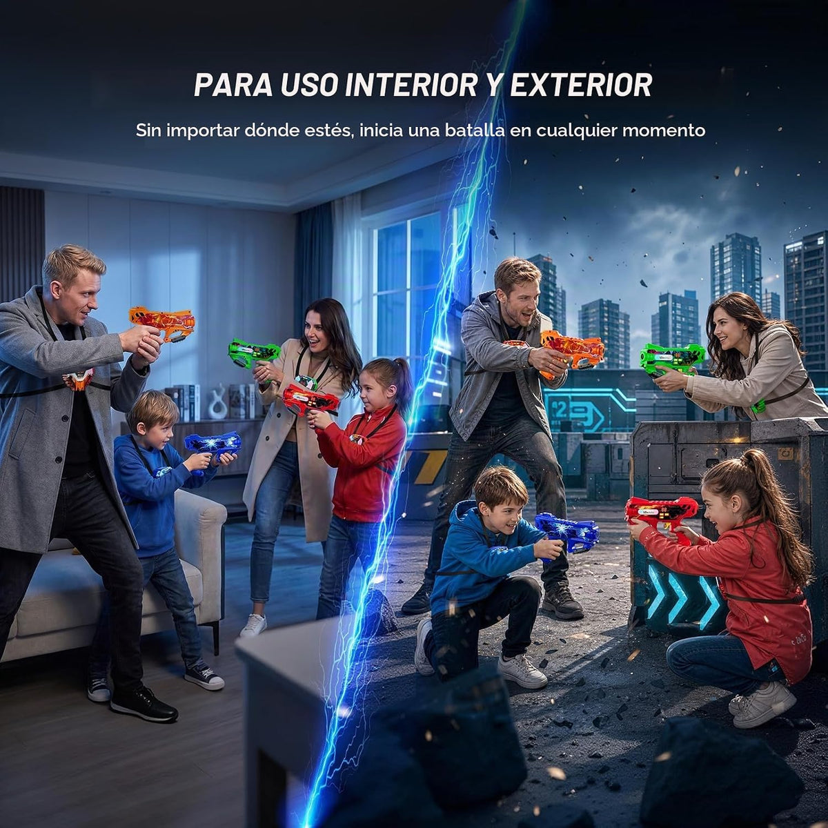 Juego de 4 pistolas láser recargables con sensores de 360° para niños y adolescentes, pistola de etiqueta Lazer con chaleco, regalo ideal para niños y niñas a partir de 6 años, juegos para