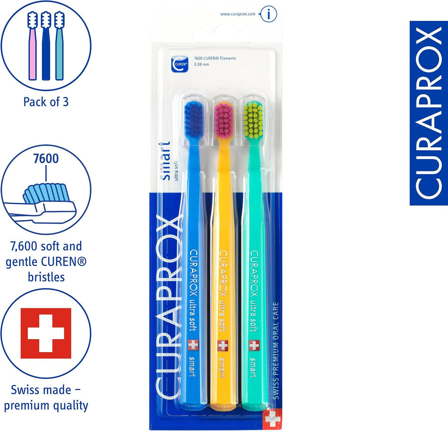 Curaprox CS - Cepillo de dientes inteligente, colores mezclados, pa...