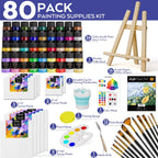 Nicpro - Juego de 80 lienzos de pintura acrílica para adultos con 36 pinturas (1.2 fl oz)
