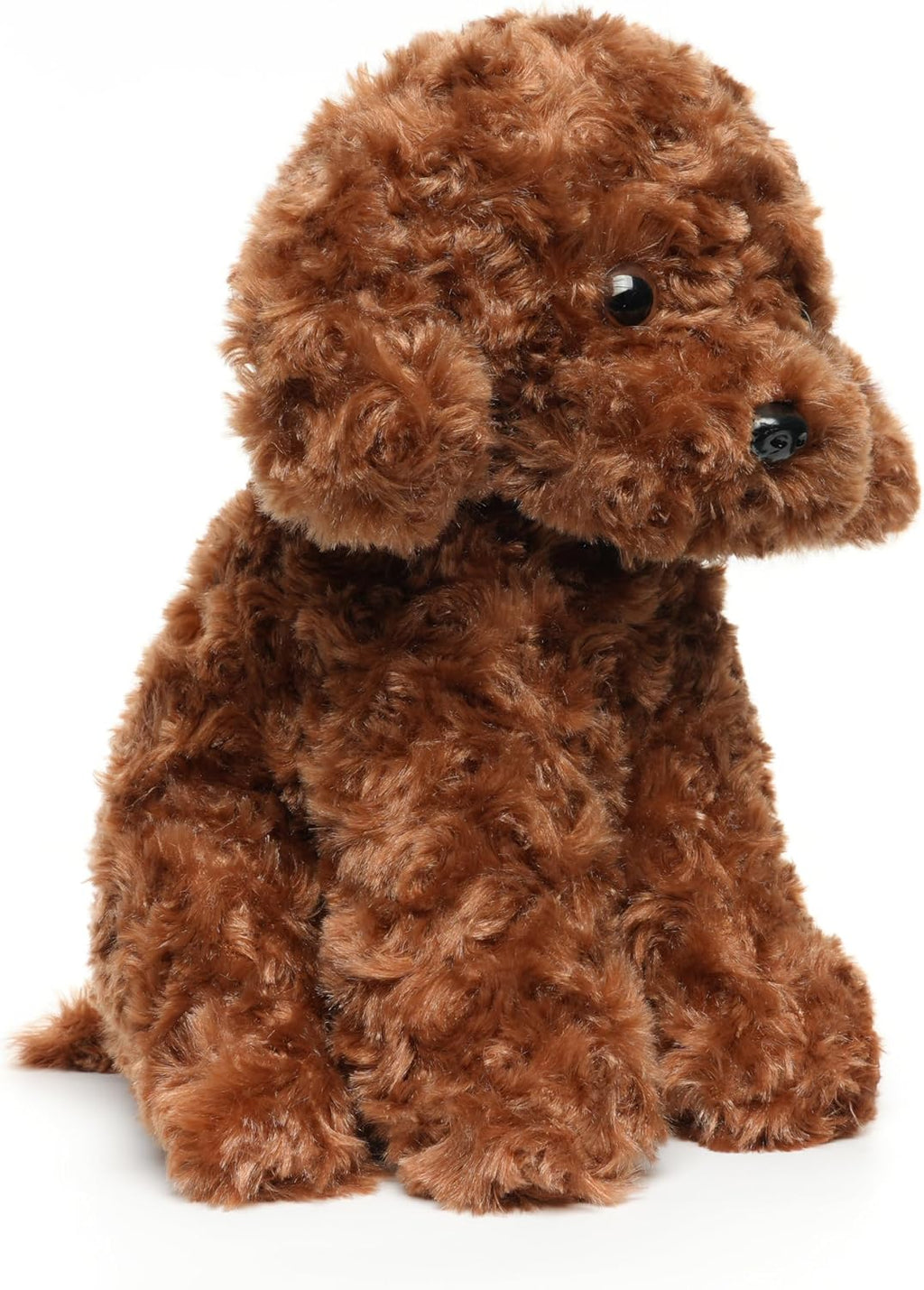 Juguete caniche de peluche blanco y marrón, perro de peluche para regalo