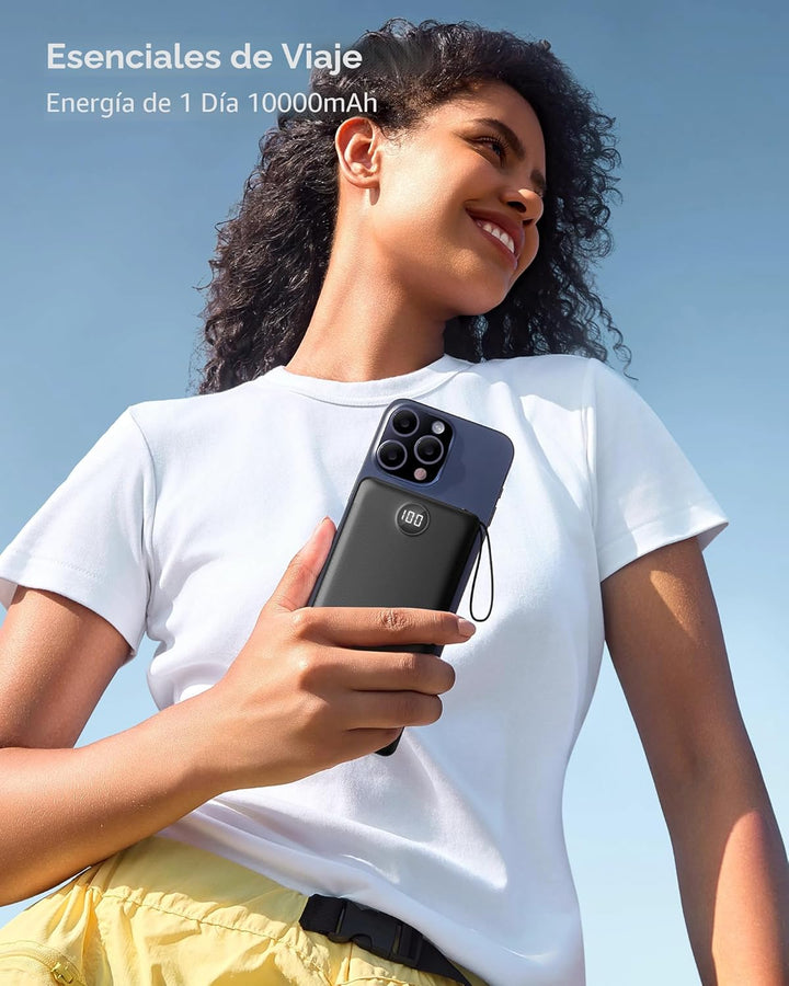 VEEKTOMX Cargador portátil con cables integrados, cargador de bater...