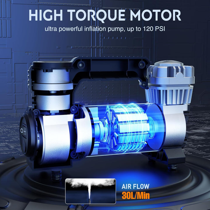 Nilight Compresor de aire portátil, inflador de neumáticos de 12 V,...