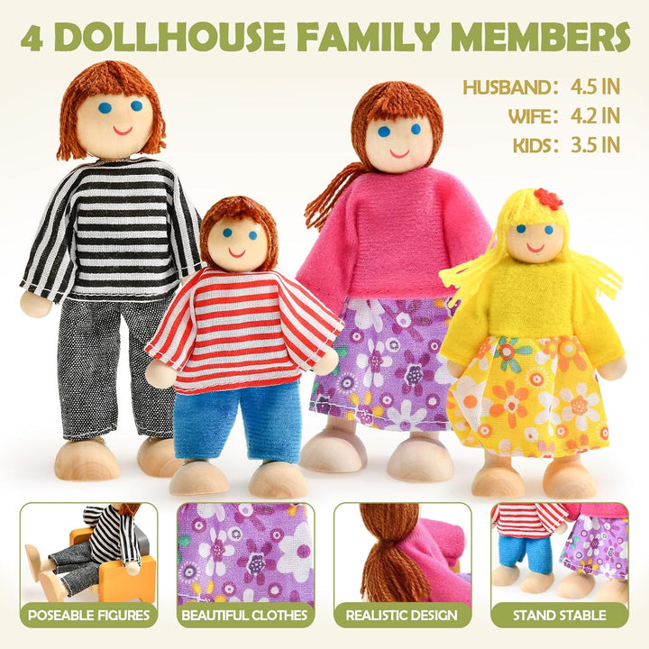 Toyssa Juego de Muebles de Casa de Muñecas de Madera, 36 piezas de...