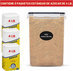 Contenedores de almacenamiento extra grandes de harina y azúcar de 6.5 litros/220 onzas líquidas; juego de 2 recipientes de plástico herméticos para almacenamiento de alimentos a granel con tapas, organizador de despensa de cocina y recipientes de