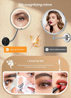 10 espejos de maquillaje con luces, espejo de aumento flexible