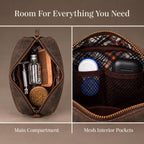 LEATHER VILLAGE DOP-9-MINI, Marrón, Kit Dopp de cuero vintage