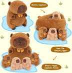 Achwishap 5 piezas de peluche Capybara de 16 pulgadas, mamá y 4 bebés, Familia Capybara Marrón-1+4