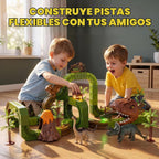 Juego de rieles flexibles de tren eléctrico de dinosaurio para