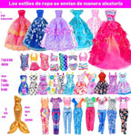 ebuddy 105 Pcs Juego de Muñeca y Armario Plyaset - Set de Wardrobe que Incluye Una Muñeca, Armario, Riel para Zapatos, Vestido, Colgantes y Colgadores de Zapatos