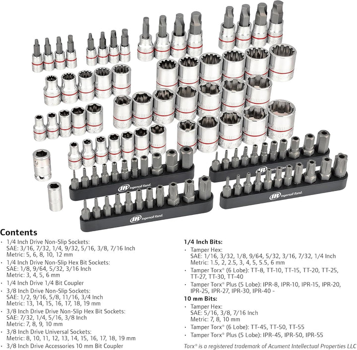 Ingersoll Rand 101 Pz. Juego de 1\/4 y 3\/8" Dr. Master Antides...
