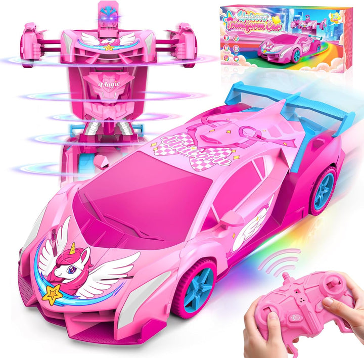 Coches RC Transformables de Unicornio para Niñas con Ojos de Arcoír...