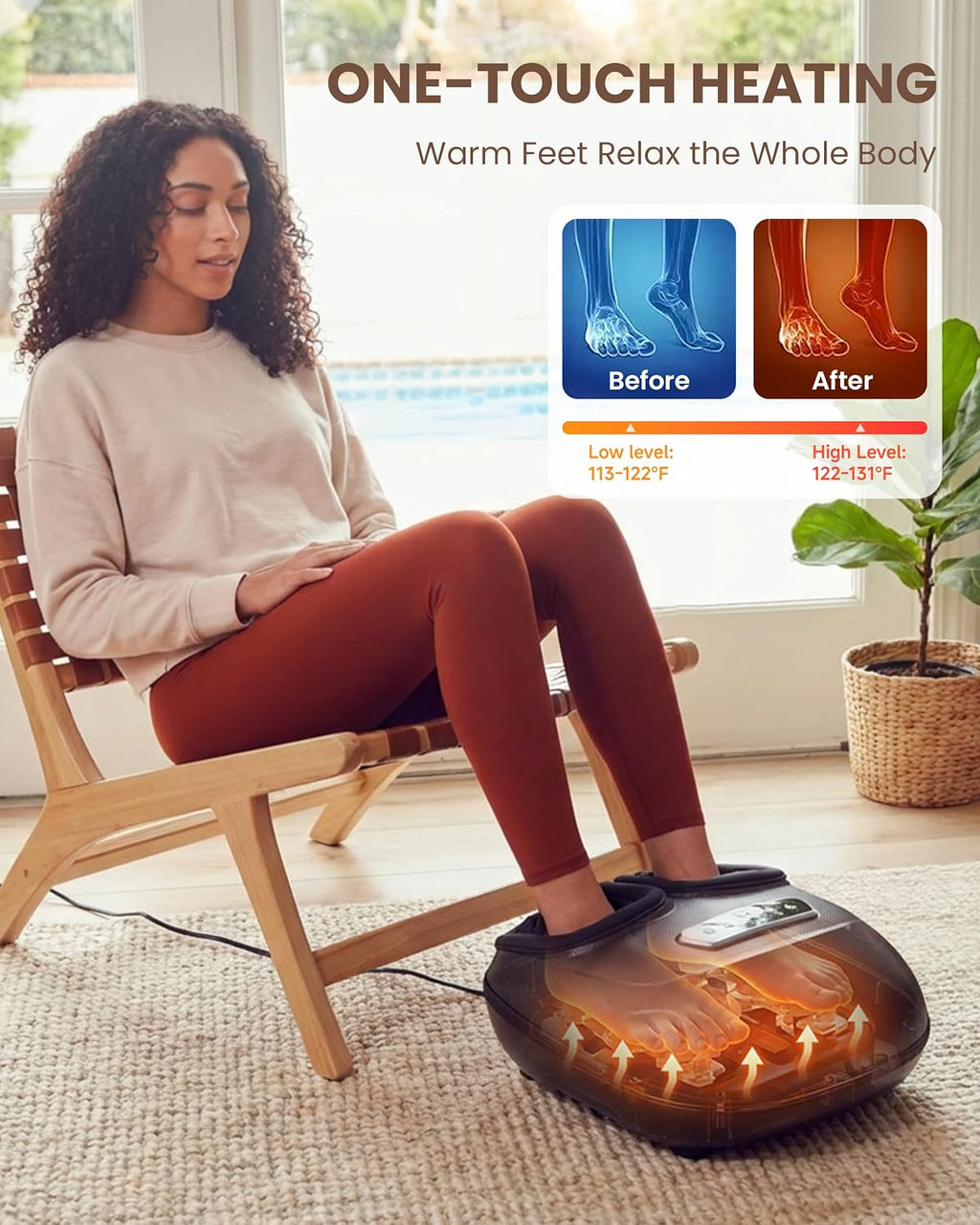 Masajeador de pies calentado 4 en 1 mejorado 2026 con Shiatsu, compresión y vibración, regalos para mujeres y hombres, máquina masajeadora de pies con control remoto, amasado profundo, se adapta a pies grandes de 14 hombres