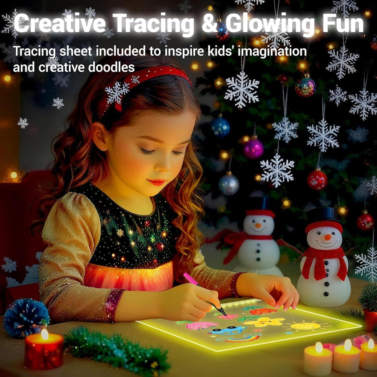 Tablero de dibujo inteligente de 14.1 x 10.9 pulgadas con control remoto de aplicación de sincronización de música, tablero de notas LED brillante con colores, tableta de dibujo con luz de neón