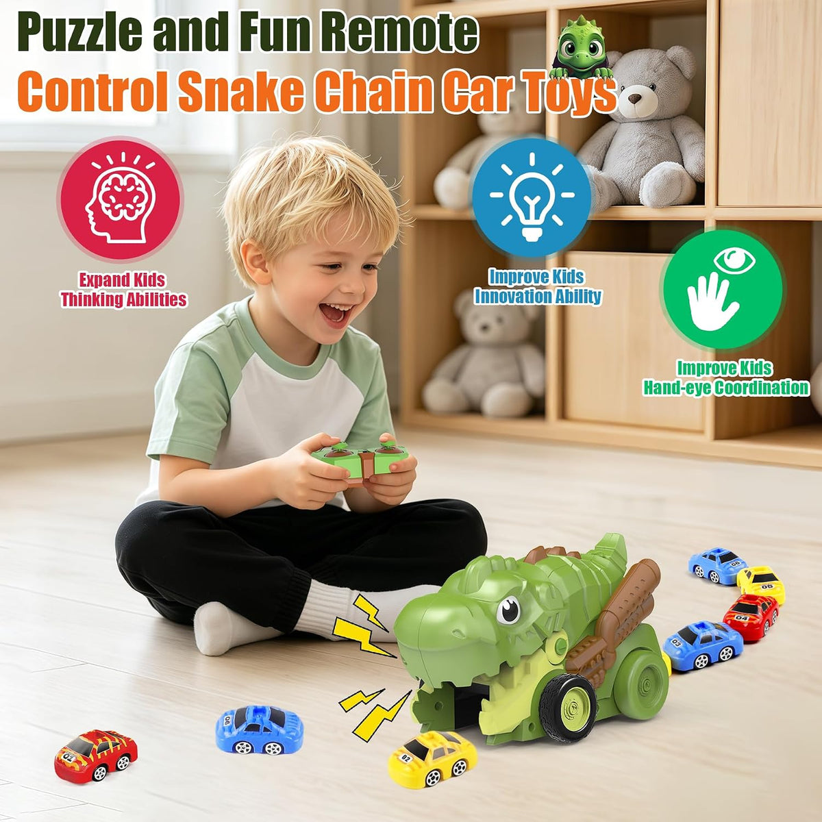 Juguetes para niños Monster Truck Toy Magnetic Remote Control Snake Chain