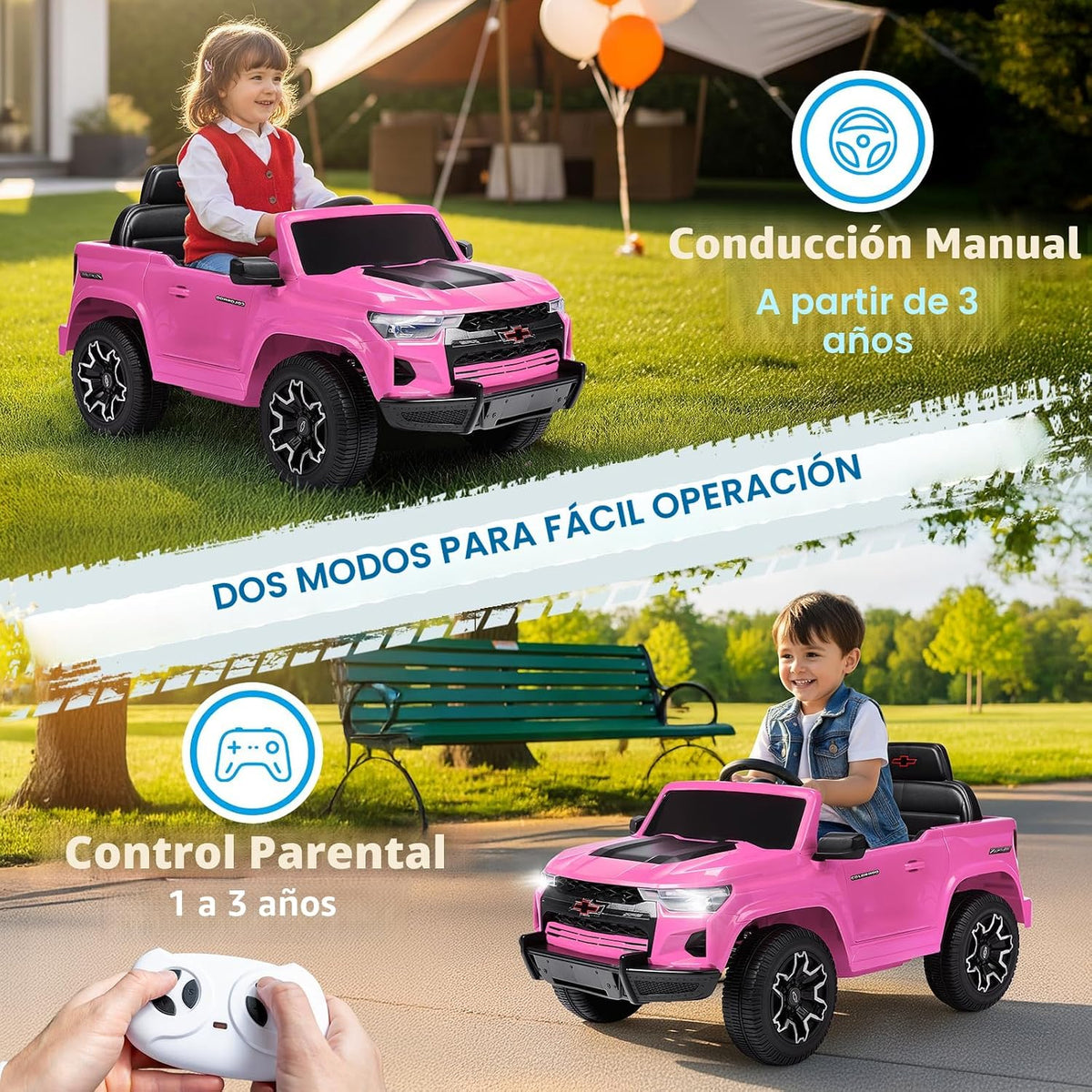 12V Licensed Chevrolet Colorado Electric Ride en Car para Kids, Pink