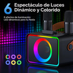 Máquina de karaoke para niños y adultos, altavoz Bluetooth, 2 micrófonos